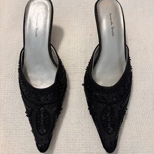 Amanda Smith Women’s Slip On Sandals Black With Sequins Size 6 M